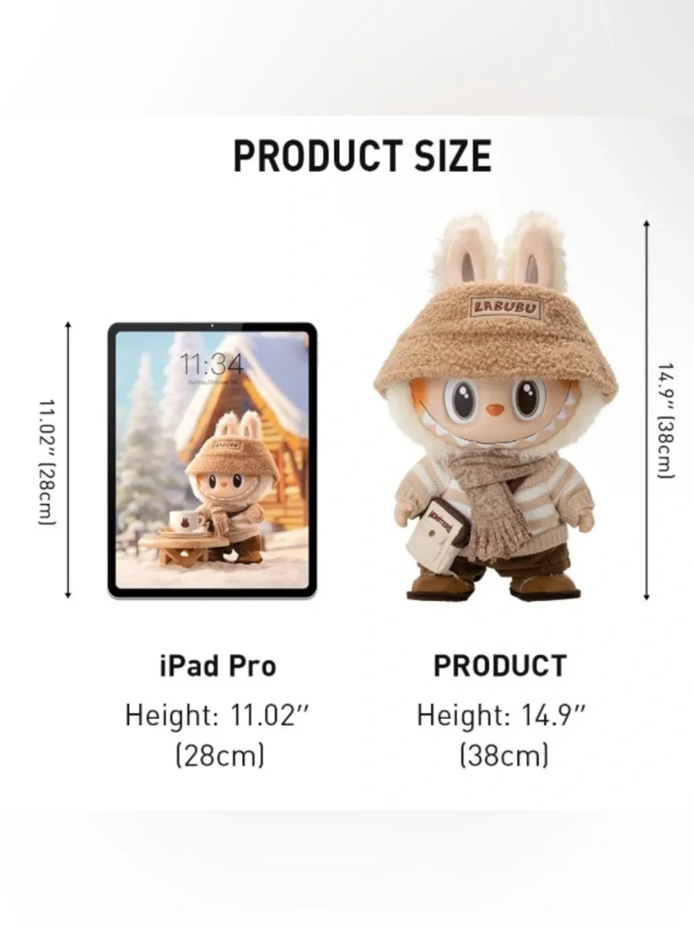 POP MART Labubu Plush Figure in Beige & Brown Outfit